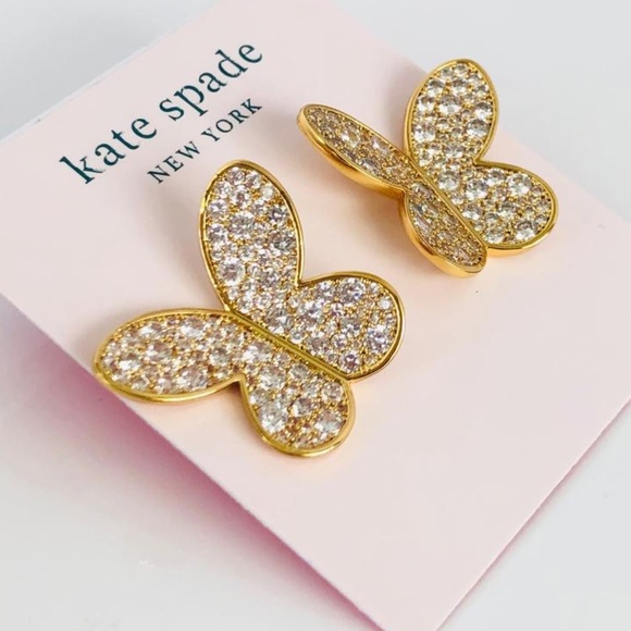 NEW Kate Spade Gold & Crystal Butterfly Statement Earrings - Picture 1 of 7